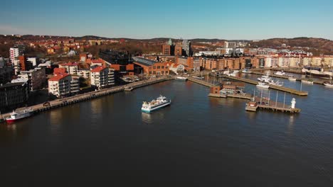 Aerial-footage-over-location-called-Eriksberg-in-Gothenburg,-Sweden