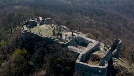 Aerial-view-of-the-Ruins-of-Drégelyvár-at-Drégelypalánk,-Nógrád,-Hungary-at-spring