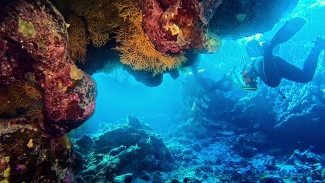 Nahaufnahme-Von-Mit-Korallen-Bewachsenen-Unterwasserfelsen
