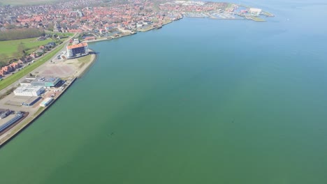 Aerial:-The-famous-fishing-town-port-Yerseke-in-the-Netherlands