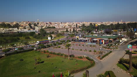 Panoramic-view-of-the-ancient-medina-town-of-Meknes-with-in-the-foreground-a-McDonald's-fastfood-restaurant