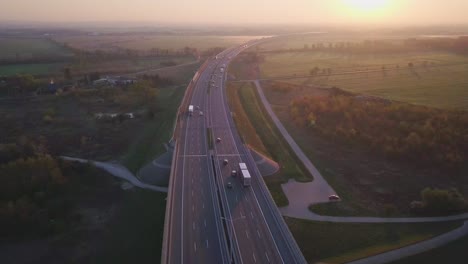 Aerial-footage-of-a-A8-highway-near-Wroclaw,-Poland