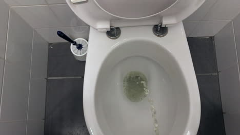 Pinkeln-In-Eine-Toilettenschüssel-Aus-Stehender-Sicht