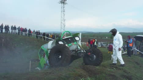 Modified-off-road-4x4-vehicle-climb-steep-hill-in-a-competition