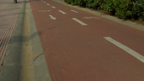 A-shot-of-a-bike-lane-with-a-bike-passing
