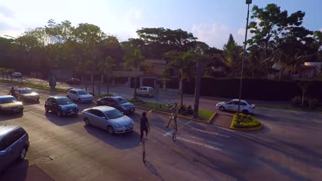 view-with-drone-in-slow-motion-of-the-urban-artist's-swings-in-Cordoba,-Veracruz,-Mexico