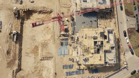 Busy-Construction-Site-and-Construction-Equipment-Aerial