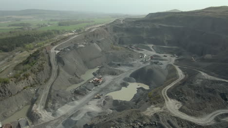 An-aerial-view-of-a-working-concrete,-asphalt-and-aggregate-quarry,-near-Kirkcaldy,-Fife,-Scotland