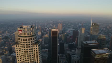 Beautiful-aerial-shot-of-downtown-Los-Angeles-during-sunrise