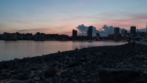 Zeitraffer-Sonnenuntergang-Im-Inneren-Hafen-Von-Baltimore