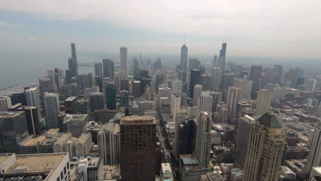 Luftaufnahme,-Wolkenkratzer,-Panorama-Von-Hohen-Hochhäusern,-Innenstadt,-Stadt-Chicago,-Vereinigte-Staaten,-USA,-Stadtbild,-Blick-Von-Oben-Auf-Den-Hancock-Tower,-Himmel,-Fluss,-Loop-Bereich