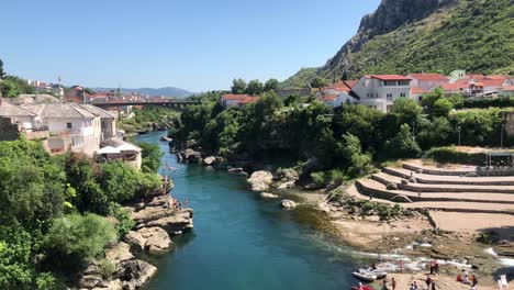 View-from-Old-Bridge-in-Mostar,-Bosnia-and-Herzegovina