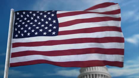 Fully-loopable-CGI-3D-animation-of-United-States-of-America,-USA,-Flag-fluttering-in-close-up