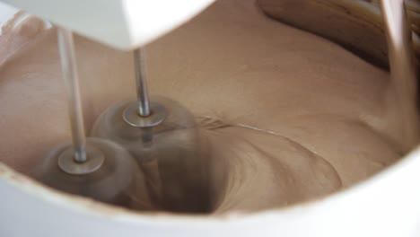 Close-up-of-a-food-mixer-making-chocolate-cake-dough