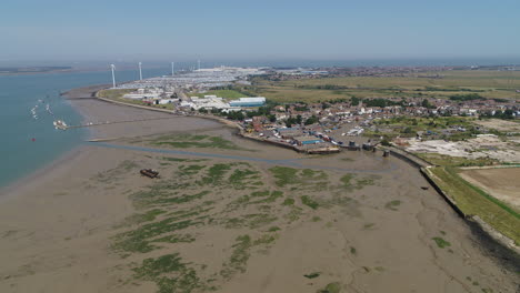 Aerial-view-of-Queenborough-on-the-Isle-Of-Sheppey,-Kent,-UK