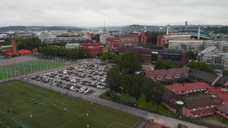 Aerial-view-over-Heden-in-Gothenburg,-Sweden