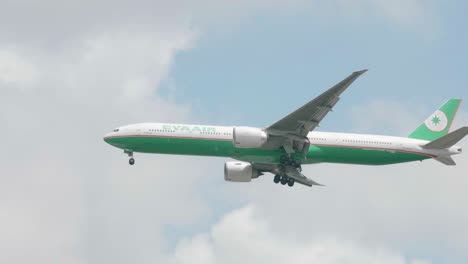 EVA-Air-Boeing-777-35E-B-16706-approaching-before-landing-to-Suvarnabhumi-airport-in-Bangkok-at-Thailand