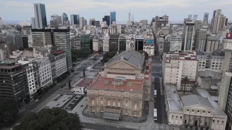 Aerial-establishing-shot-of-Colón-theatre-sited-in-Buenos-Aires-city