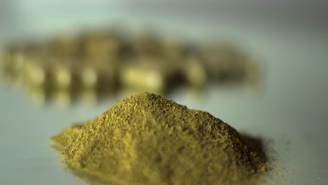 Moringa-Powder-superfood-and-pills-tablets-light-sweep-isolated-dramatic-fresh-green-organic