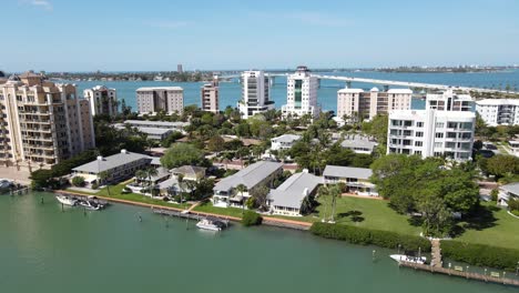 beautiful-aerial-of-Golden-Gate-Point-in-downtown-Sarasota,-Florida