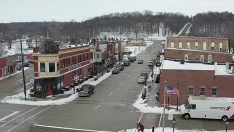 Main-street-of-small-American-style-county-town-in-winter-season