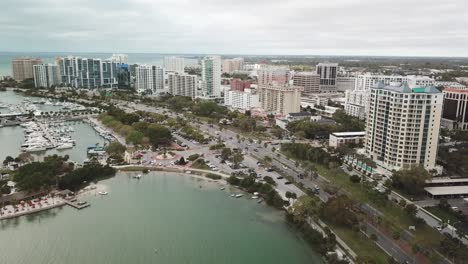 High-Aerial-Shot-of-Sarasota-Florida-Skyline