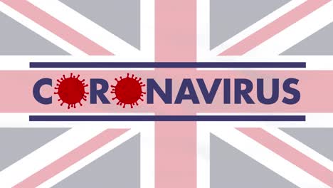 Corona-Viruszellen-Drehen-Sich-Mit-Der-Britischen-Flagge-Im-Hintergrund,-Covid-19-Partikel-2D-Animationen