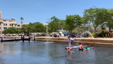 Families-and-children-enjoying-the-summer-at-the-San-Diego-Waterfront-park