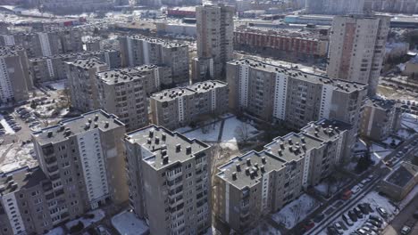 Aerial-Panoramic-of-Downtown-Soviet-High-Rise-Buildings-in-Vilnius-Fabijoniskes-District