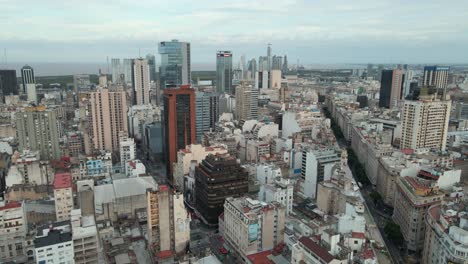 Aerial-establishing-shot-of-Buenos-Aires-city-center-district-at-day-time