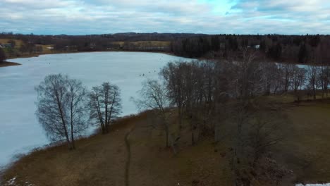 Araisi-Lake-Castle-in-Latvia-Aerial-Shot-From-Above