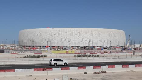 A-view-of-Thumama-Stadium-construction-under-progress,-it-is-one-of-the-venue-of-upcoming-FIFA-2022-in-Qatar