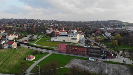 Salt-works-industrial-complex-of-Salt-Mine-Wieliczka-aerial-panorama,-Poland