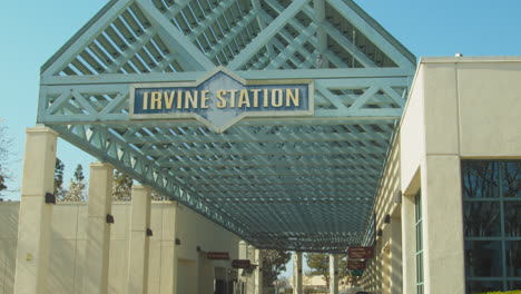 Entrance-of-modern-Irvine-station,-California