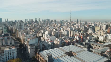 Aerial-parallax-flying-over-the-Palace-of-Running-Water-with-Buenos-Aires-city-buildings-in-background
