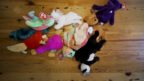 Ty-Beanie-Babies-Dropped-onto-Wooden-Table