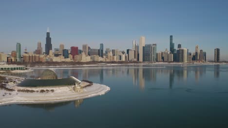 Skyline-Von-Chicago-Vom-Museumscampus-An-Einem-Wintertag