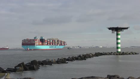 Cargo-freight-ship-Marstal-Maersk-inbound-in-Rotterdam