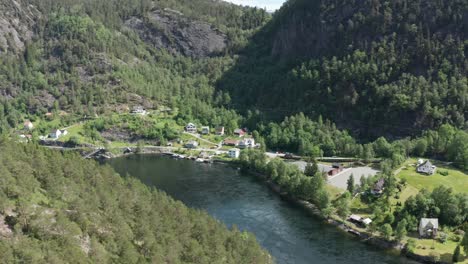 Aerial-of-Vikafjorden-fjord-leading-to-Vosso-Salmon-river---At-Stamnes-close-to-school-in-Sanden