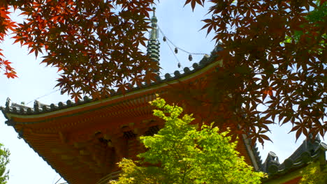 Mitaki-Dera-Temple-View-Through-Red-Maples-Leaves