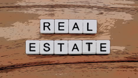 Real-estate-lettering,-text,-scrabble-typography,-font,-drawing-illustration