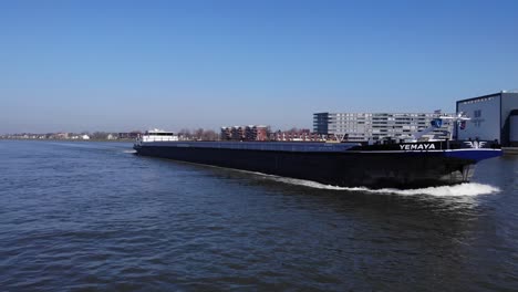 Large-Transport-Barge-On-River-Noord-In-Netherlands
