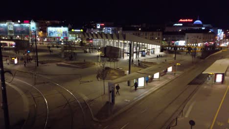 Video-from-Hungary,-Budapest,-Szell-Kalman-Square-at-night
