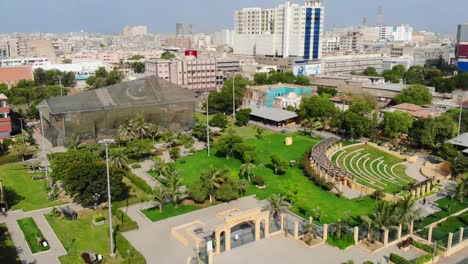 Aerial-View-Of-Jahangir-Park-Near-Empress-Market-In-Karachi