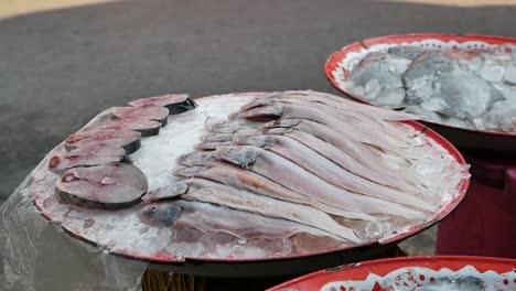 Closed-Up-Footage-of-Prepared-Sea-Fish-At-Local-Fish-Market