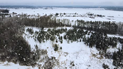 Winterwunderlandschaft-Mit-Schneebedecktem-Hang-Des-Wacholdertals-In-Litauen-Bei-Schneefall