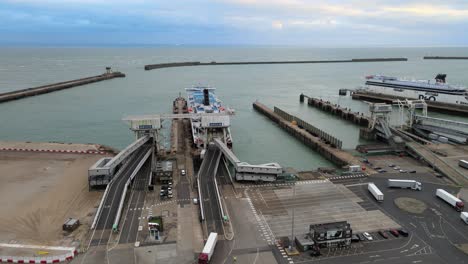 Port-of-Dover-,Ferry-terminal-Kent-England-,aerial-4k-footage