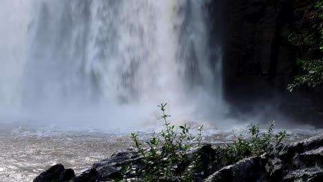 Eine-Nahaufnahme-Der-Whangarei-Wasserfälle,-Die-Nach-Viel-Regen-In-Ganz-Northland,-Neuseeland,-Aotearoa,-Toben