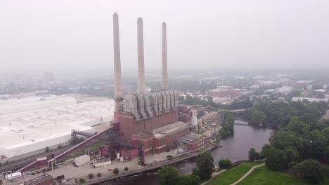 View-Of-Otto-Eckert-Municipal-Power-Plant-By-The-Grand-River-In-Lansing-Michigan