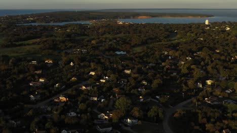 Long-aerial-flight-over-the-easternmost-neighborhood-in-New-York,-Montauk,-at-the-end-of-Long-Island